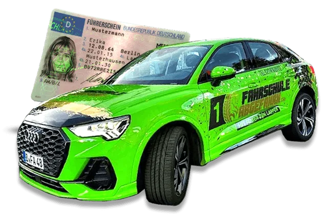 Design vom Führerschein und Fahrschulauto