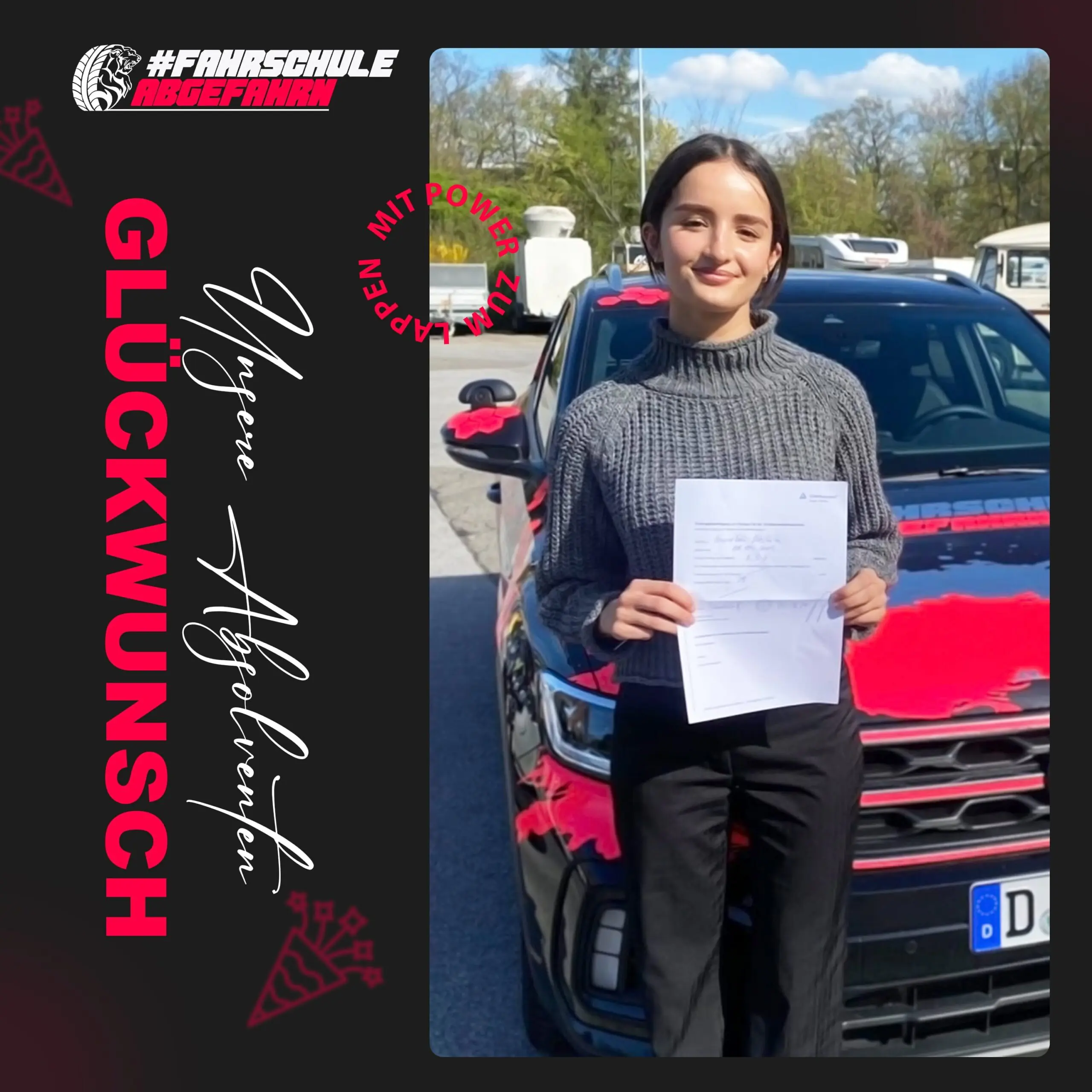 Schülerin besteht Frauen Führerschein Kurs
