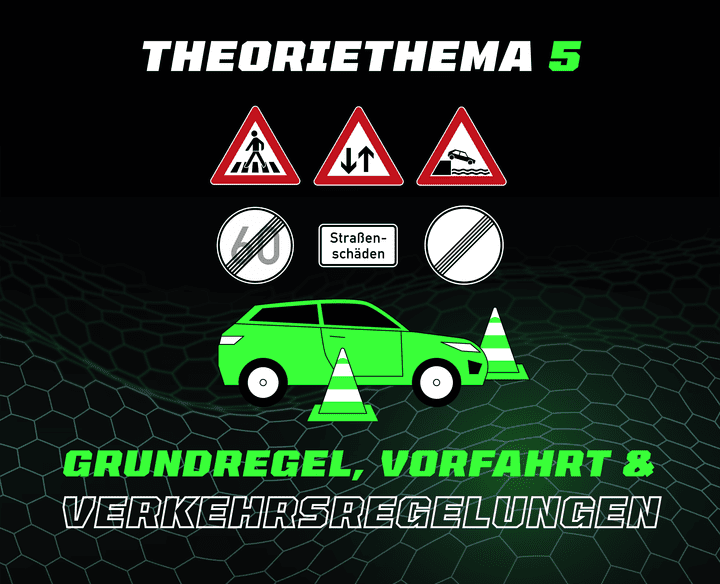 Design zum Theoriethema 5 Grundregel, Vorfahrt und Verkehrsregelungen