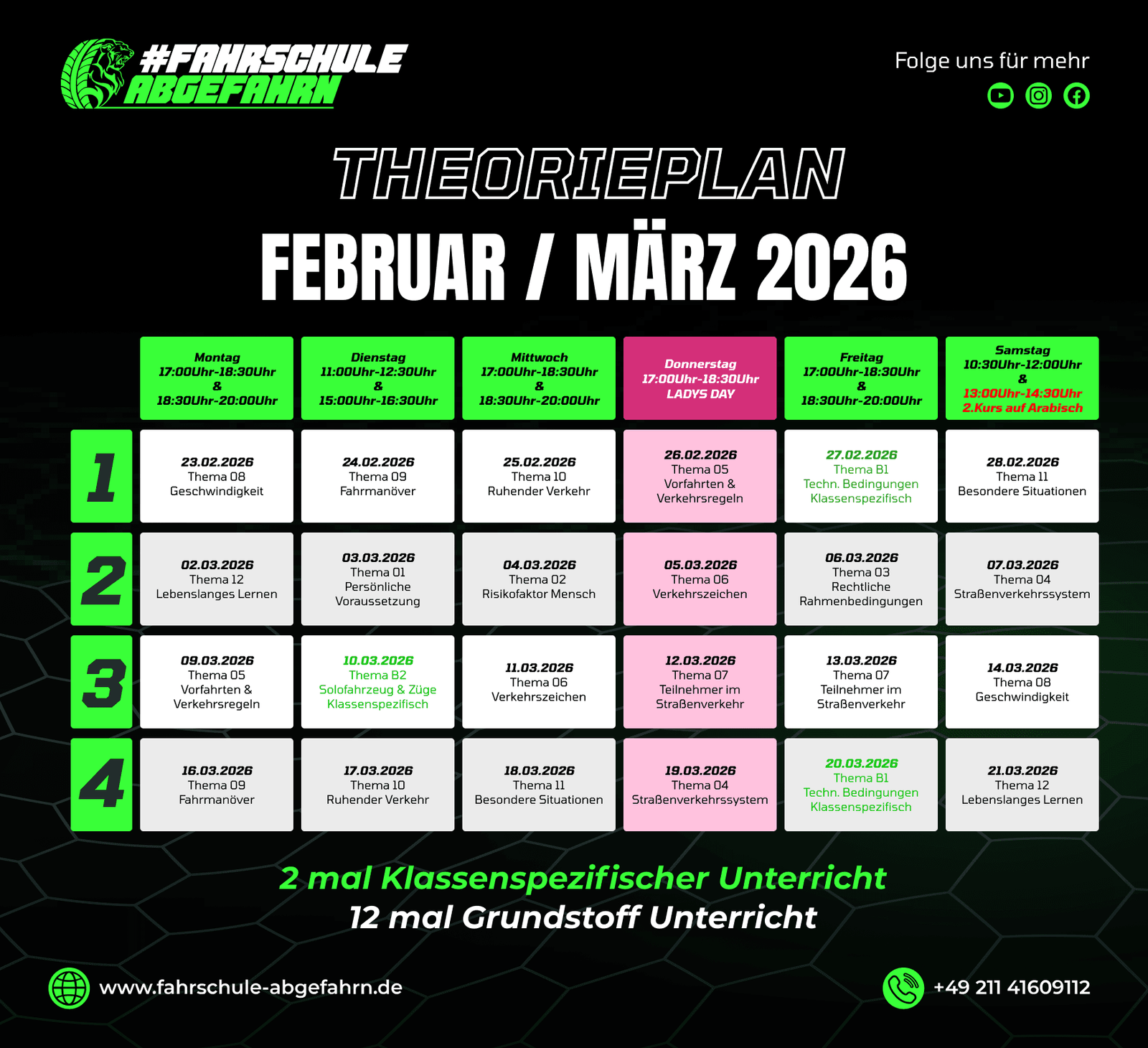 Theorieplan Februar März Abgefahrn